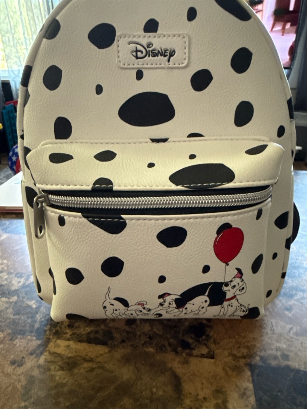 Disney Women's Dalmatian Spot Mini Backpack - White with Black and Red Accent